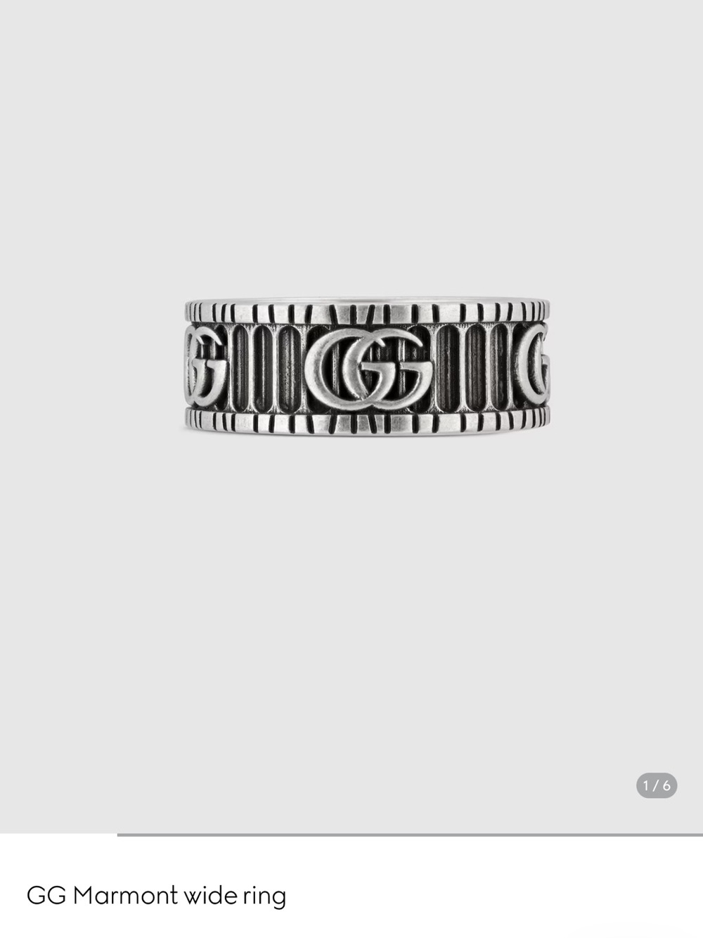Gucci GG Marmont Wide Silver Ring